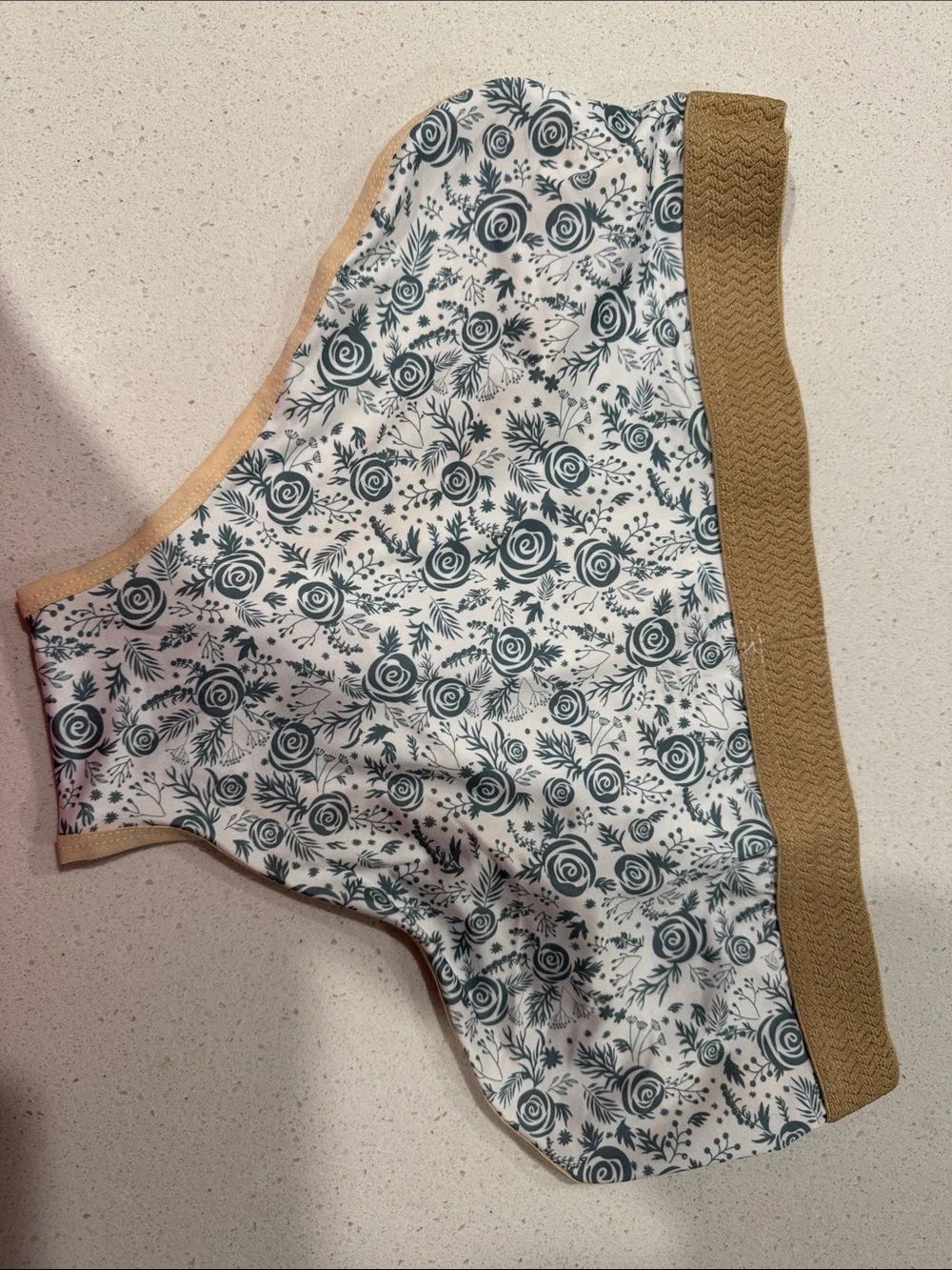 Floral Bikini Bottoms with Tan Trim